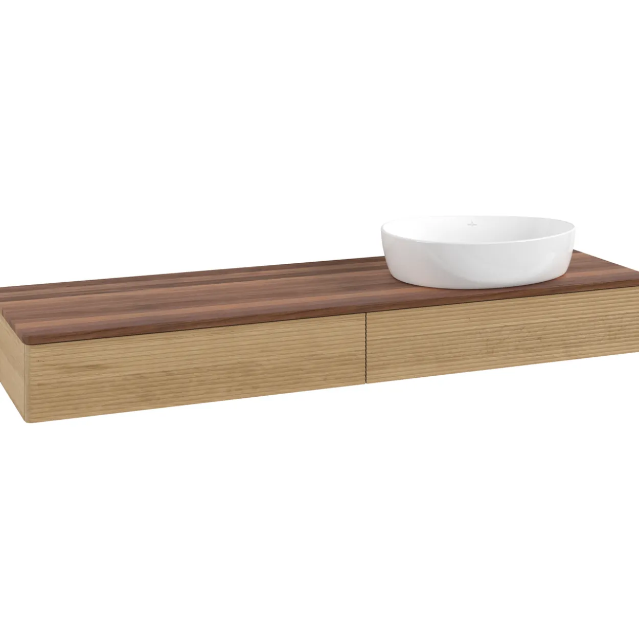 V&b antao servantskap 2 skuffer rillet 1600x190x500 høyre u/kranhull eik/valnøtt