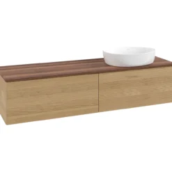 V&b antao servantskap 2 skuffer rillet 1600x360x500 høyre u/kranhull eik/valnøtt