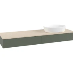 V&b antao servantskap 2 skuffer rillet 1600x190x500 høyre u/kranhull grønn/créme