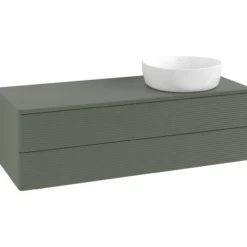 V&b antao servantskap 2 skuffer rillet 1200x360x500 høyre u/kranhull grønn