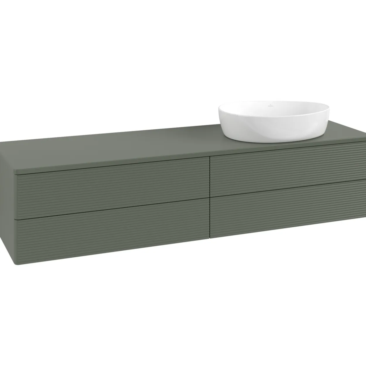 V&b antao servantskap 4 skuffer rillet 1600x360x500 høyre u/kranhull grønn