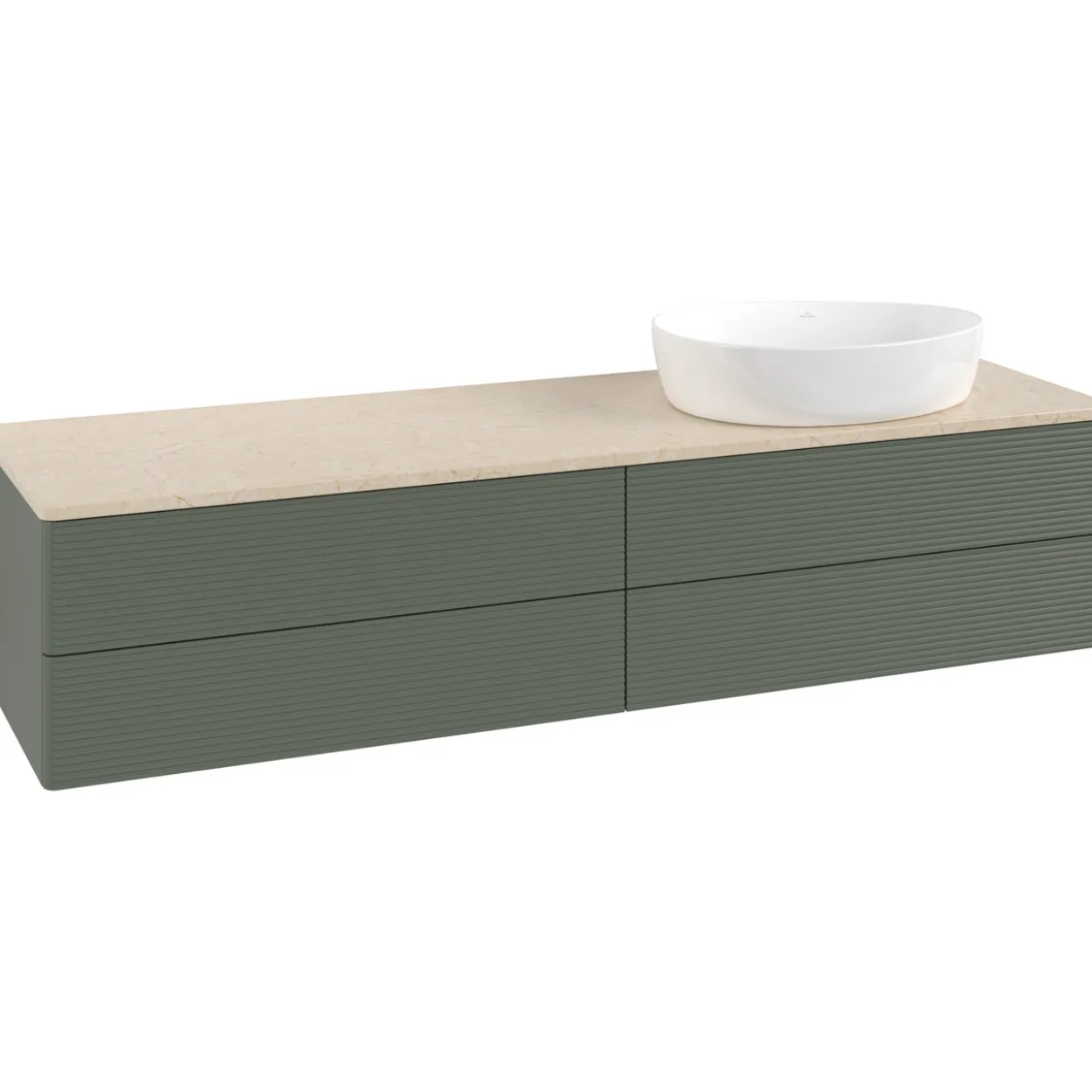 V&b antao servantskap 4 skuffer rillet 1600x360x500 høyre u/kranhull grønn/créme
