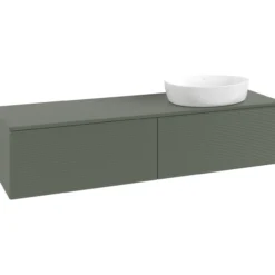 V&b antao servantskap 2 skuffer rillet 1600x360x500 høyre u/kranhull grønn