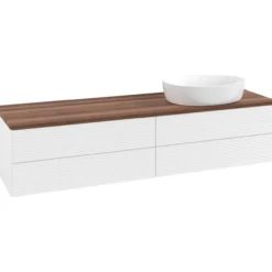 V&b antao servantskap 4 skuffer rillet 1600x360x500 høyre u/kranhull matt hvit/valnøtt