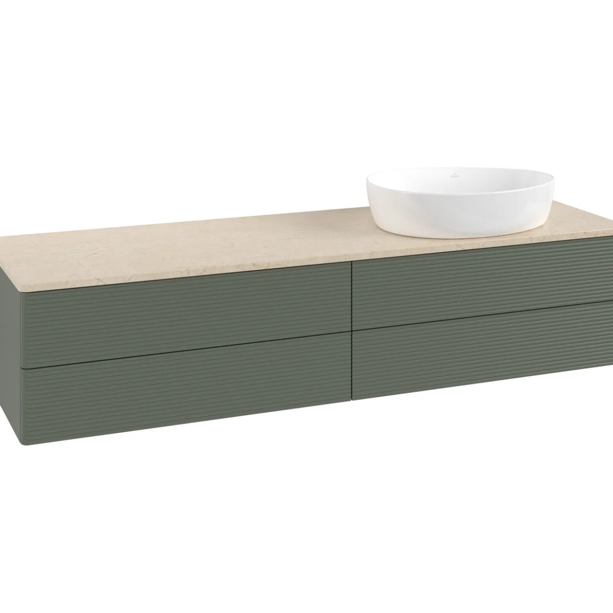 V&b antao servantskap 4 skuffer rillet 1600x360x500 høyre u/kranhull m/lys grønn/créme