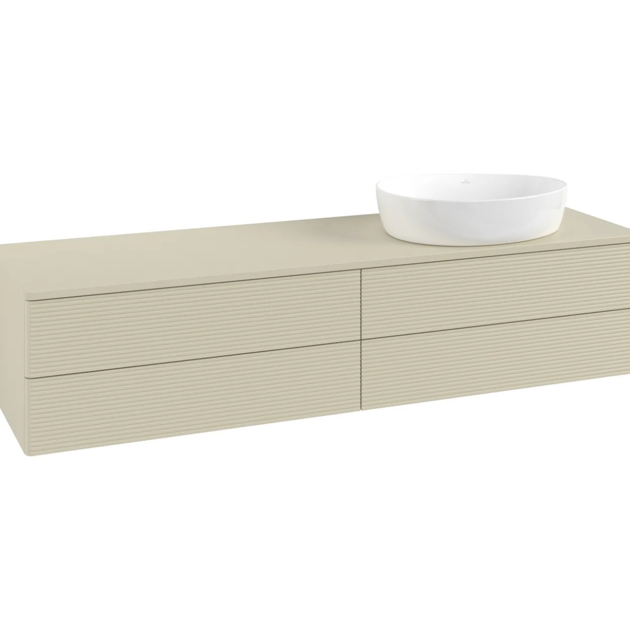 V&b antao servantskap 4 skuffer rillet 1600x360x500 høyre u/kranhull silkegrå