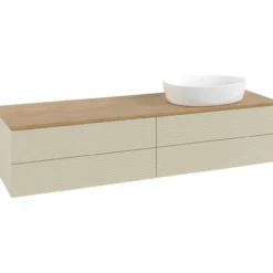 V&b antao servantskap 4 skuffer rillet 1600x360x500 høyre u/kranhull silkegrå/eik