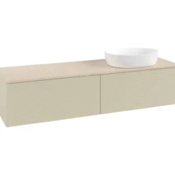 V&b antao servantskap 2 skuffer rillet 1600x360x500 høyre u/kranhull silkegrå/créme