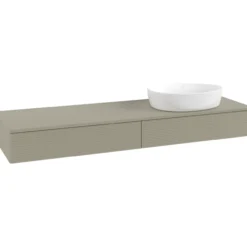 V&b antao servantskap 2 skuffer rillet 1600x190x500 høyre u/kranhull stengrå