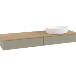 V&b antao servantskap 2 skuffer rillet 1600x190x500 høyre u/kranhull stengrå/eik