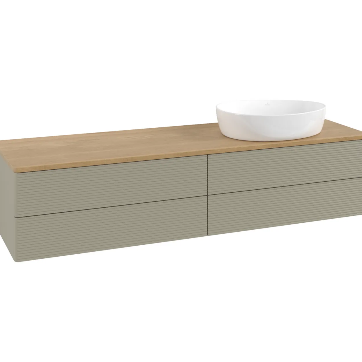V&b antao servantskap 4 skuffer rillet 1600x360x500 høyre u/kranhull stengrå/eik