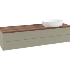 V&b antao servantskap 4 skuffer rillet 1600x360x500 høyre u/kranhull stengrå/valnøtt