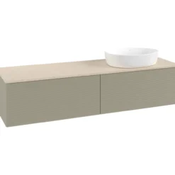 V&b antao servantskap 2 skuffer rillet 1600x360x500 høyre u/kranhull stengrå/créme