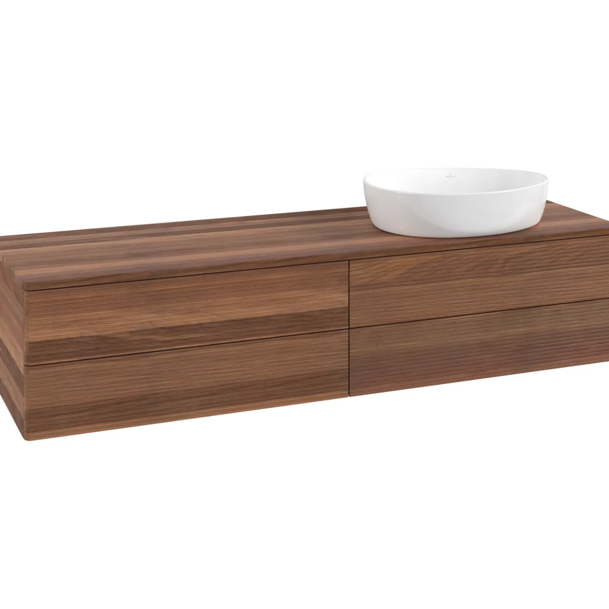 V&b antao servantskap 4 skuffer rillet 1600x360x500 høyre u/kranhull valnøtt/valnøtt