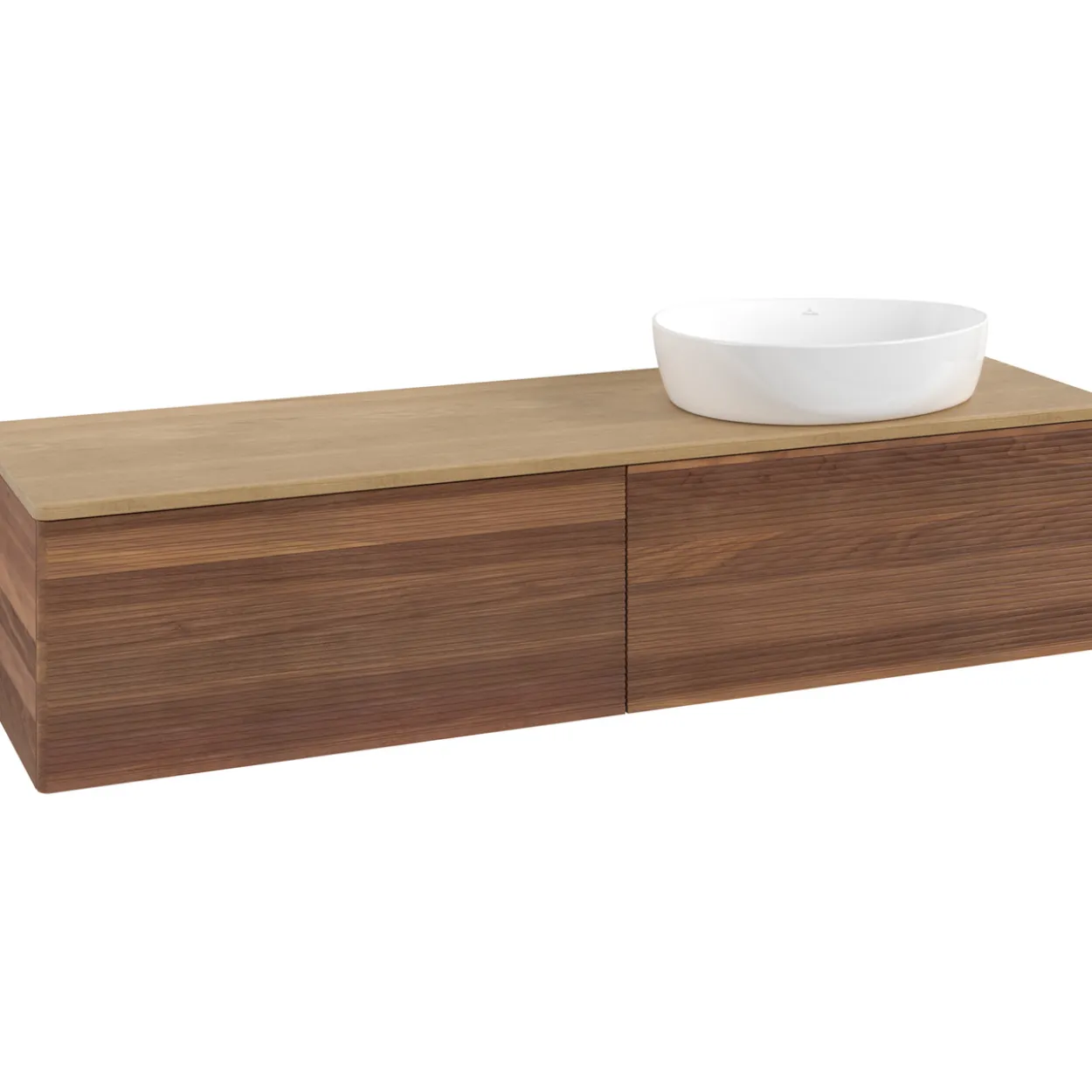 V&b antao servantskap 2 skuffer rillet 1600x360x500 høyre u/kranhull valnøtt/eik