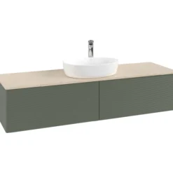 V&b antao servantskap 2 skuffer rillet 1600x360x500 m/kranhull grønn/créme
