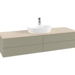V&b antao servantskap 4 skuffer rillet 1600x360x500 m/kranhull stengrå/créme