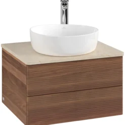V&b antao servantskap 2 skuffer rillet 600x360x500 m/kranhull valnøtt/créme
