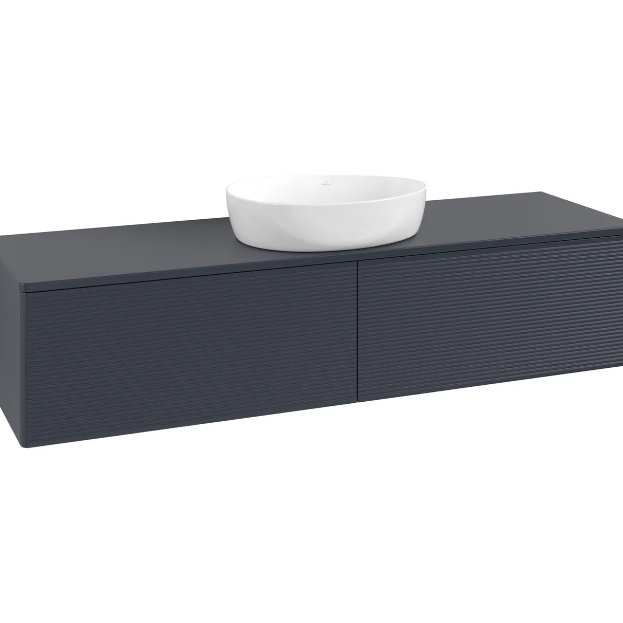 V&b antao servantskap 2 skuffer rillet 1600x360x500 u/kranhull blå
