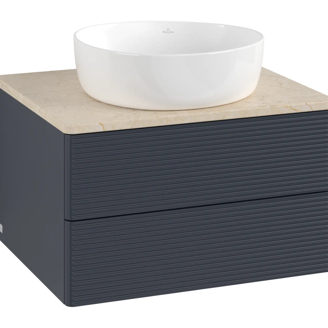 V&b antao servantskap 2 skuffer rillet 600x360x500 u/kranhull blå/créme