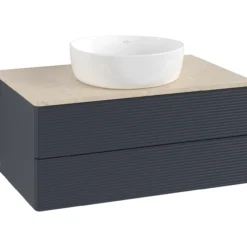 V&b antao servantskap 2 skuffer rillet 800x360x500 u/kranhull blå/créme