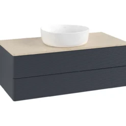 V&b antao servantskap 2 skuffer rillet 1000x360x500 u/kranhull blå/créme