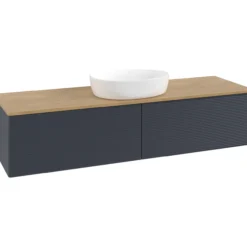 V&b antao servantskap 2 skuffer rillet 1600x360x500 u/kranhull blå/eik