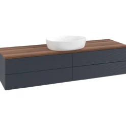 V&b antao servantskap 4 skuffer rillet 1600x360x500 u/kranhull blå/valnøtt