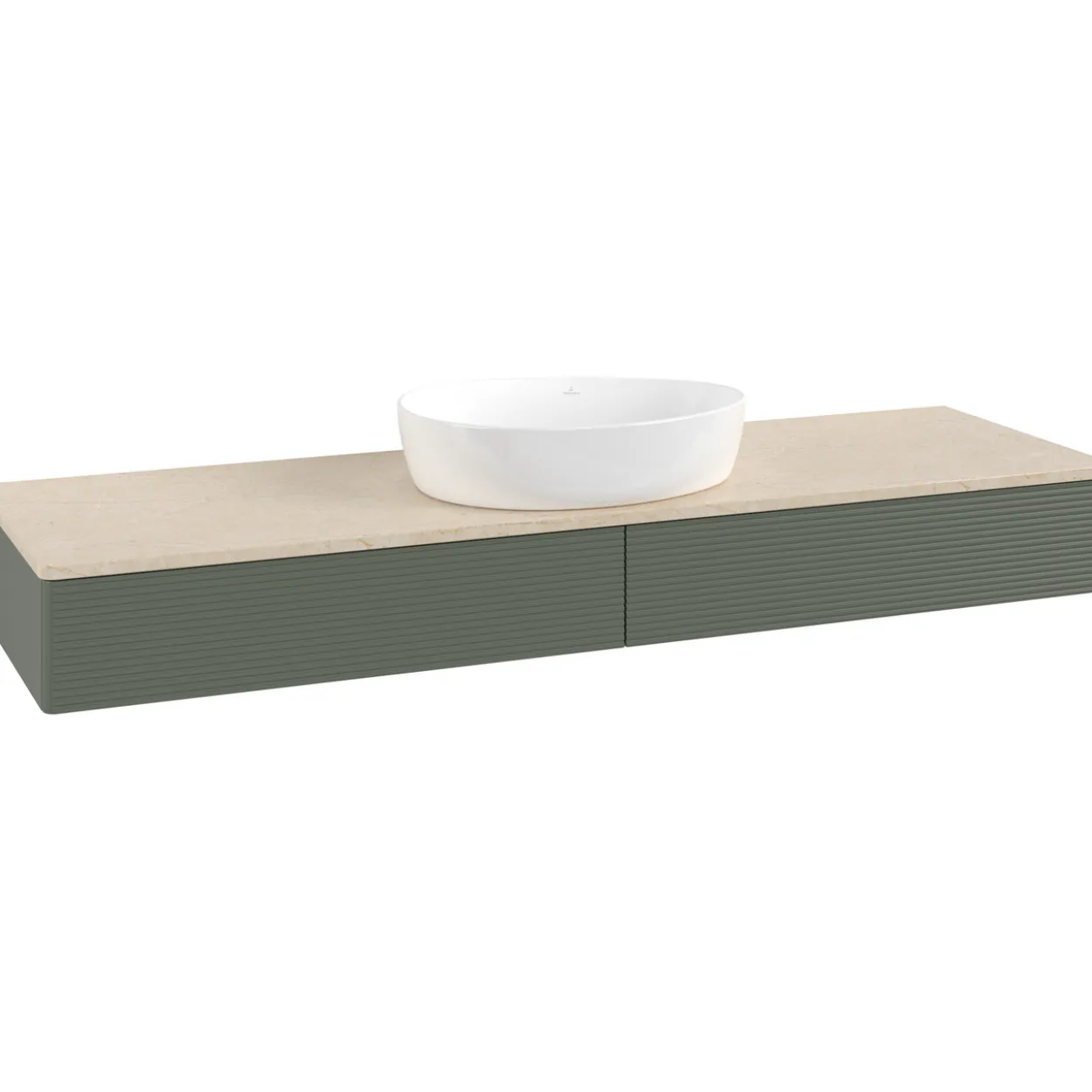V&b antao servantskap 2 skuffer rillet 1600x190x500 u/kranhull grønn/créme