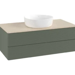 V&b antao servantskap 2 skuffer rillet 1000x360x500 u/kranhull grønn/créme