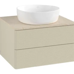 V&b antao servantskap 2 skuffer rillet 600x360x500 u/kranhull silkegrå/créme