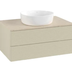 V&b antao servantskap 2 skuffer rillet 800x360x500 u/kranhull silkegrå/créme