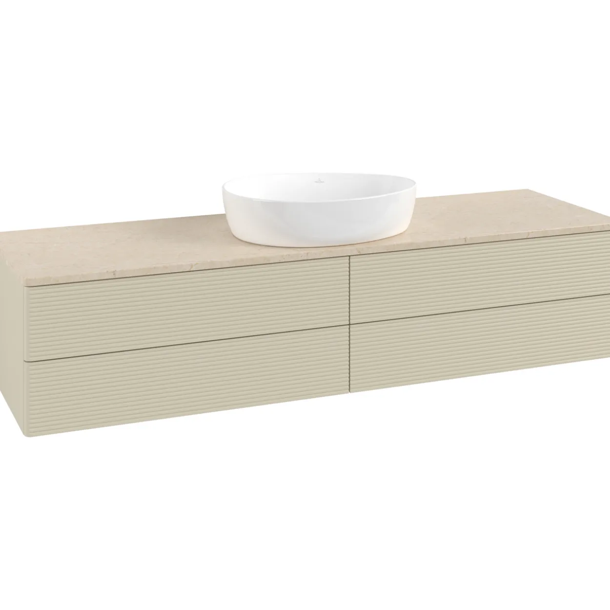 V&b antao servantskap 4 skuffer rillet 1600x360x500 u/kranhull silkegrå/créme
