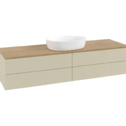 V&b antao servantskap 4 skuffer rillet 1600x360x500 u/kranhull silkegrå/eik