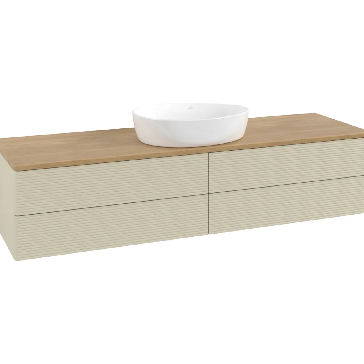 V&b antao servantskap 4 skuffer rillet 1600x360x500 u/kranhull silkegrå/eik