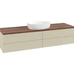 V&b antao servantskap 4 skuffer rillet 1600x360x500 u/kranhull silkegrå/valnøtt