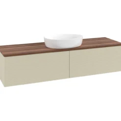 V&b antao servantskap 2 skuffer rillet 1600x360x500 u/kranhull silkegrå/valnøtt