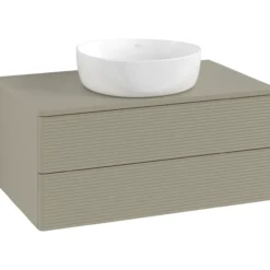 V&b antao servantskap 2 skuffer rillet 800x360x500 u/kranhull stengrå