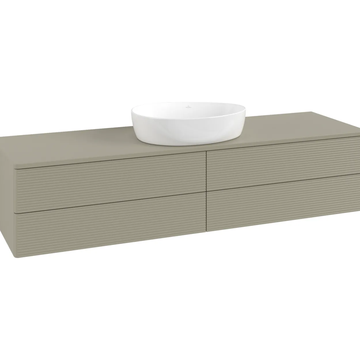 V&b antao servantskap 4 skuffer rillet 1600x360x500 u/kranhull stengrå