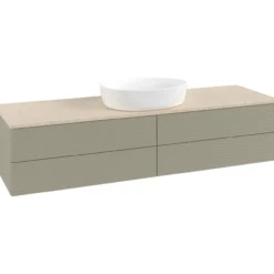 V&b antao servantskap 4 skuffer rillet 1600x360x500 u/kranhull stengrå/créme