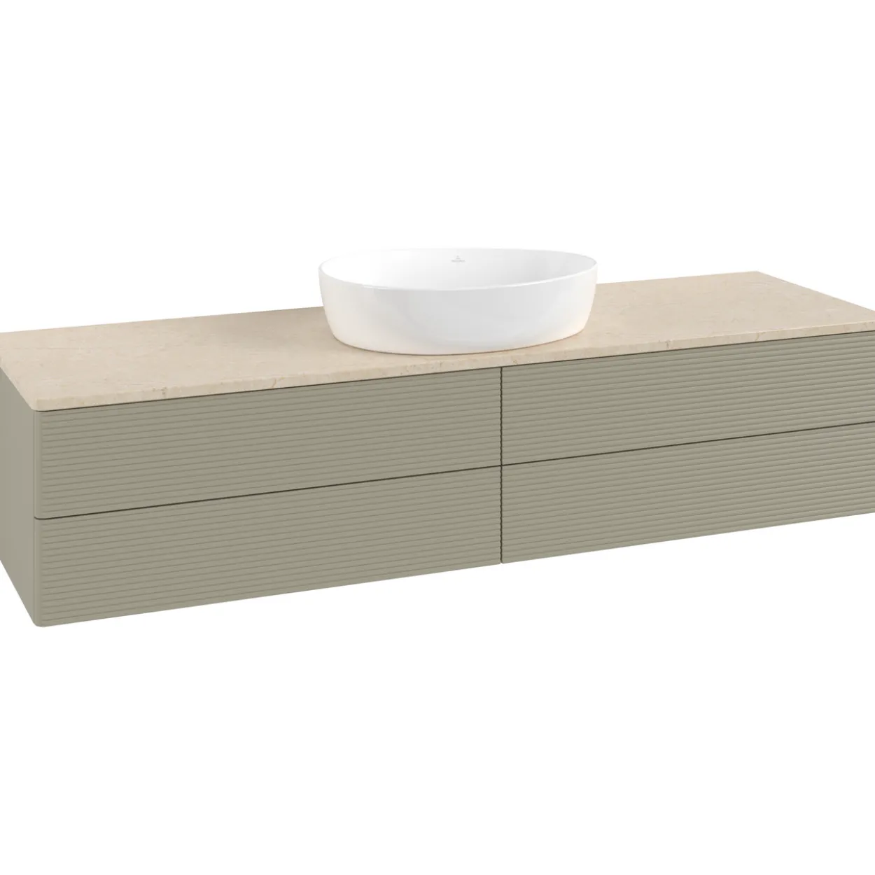 V&b antao servantskap 4 skuffer rillet 1600x360x500 u/kranhull stengrå/créme