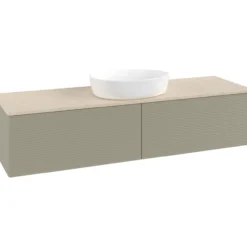 V&b antao servantskap 2 skuffer rillet 1600x360x500 u/kranhull stengrå/créme