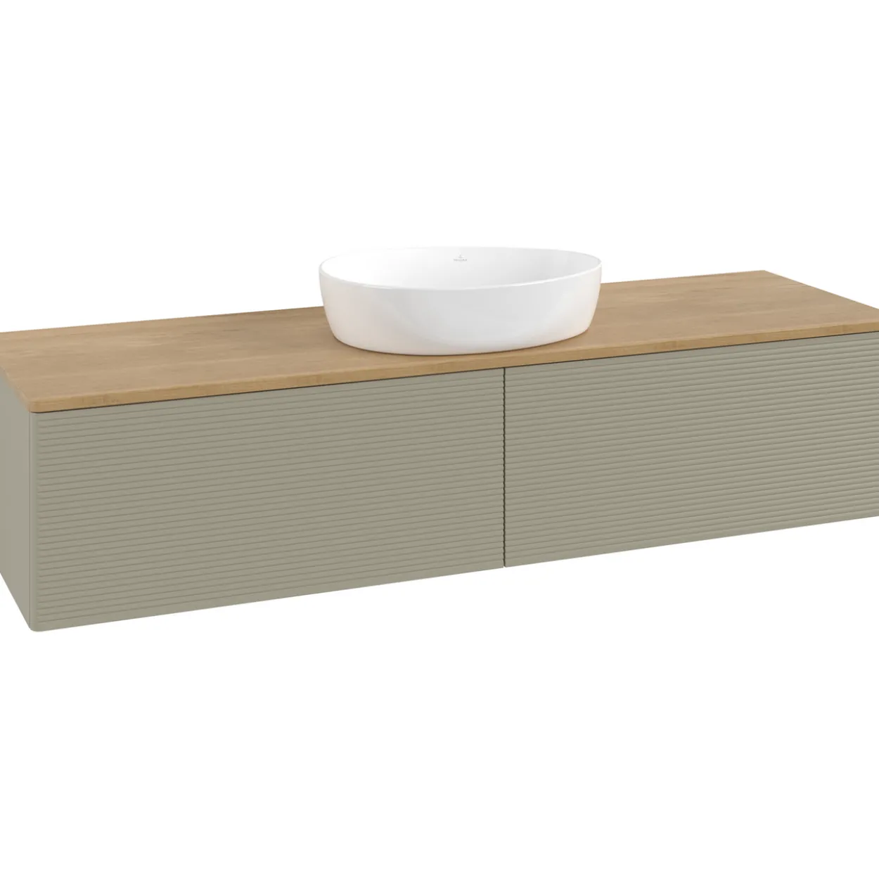 V&b antao servantskap 2 skuffer rillet 1600x360x500 u/kranhull stengrå/eik