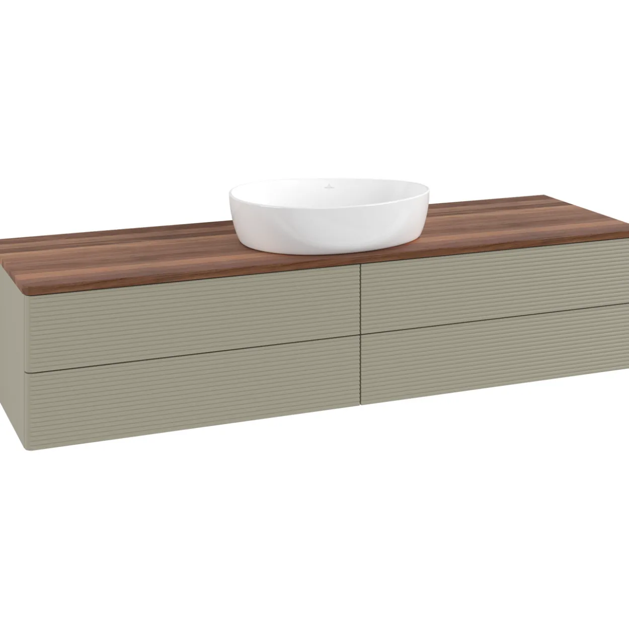 V&b antao servantskap 4 skuffer rillet 1600x360x500 u/kranhull stengrå/valnøtt