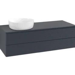 V&b antao servantskap 2 skuffer rillet 1200x360x500 venstre m/kranhull blå
