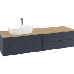 V&b antao servantskap 4 skuffer rillet 1600x360x500 venstre m/kranhull blå/eik