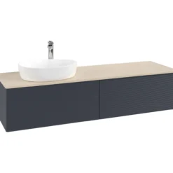 V&b antao servantskap 2 skuffer rillet 1600x360x500 venstre m/kranhull blå/créme
