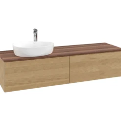 V&b antao servantskap 2 skuffer rillet 1600x360x500 venstre m/kranhull eik/valnøtt