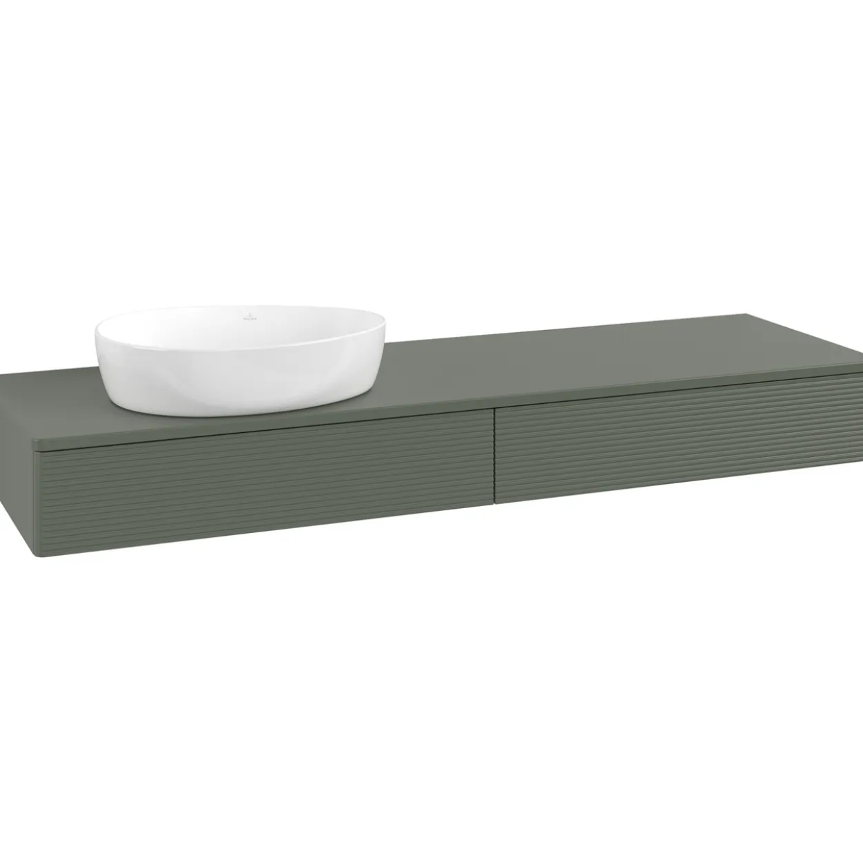 V&b antao servantskap 2 skuffer rillet 1600x190x500 venstre m/kranhull grønn