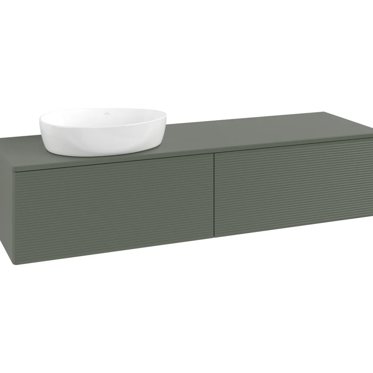 V&b antao servantskap 2 skuffer rillet 1600x360x500 venstre m/kranhull grønn